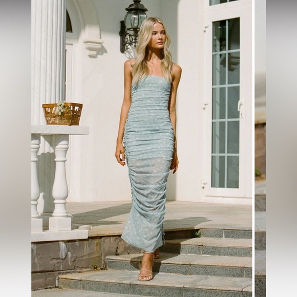 Sabo skirt square neck thin strap Serra maxi drawstring dress. - Picture 2 of 3